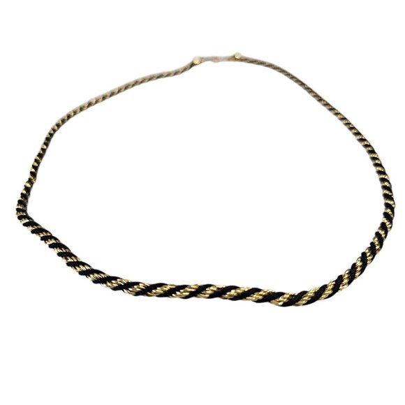 VTG 70s Trifari Twisted Gold Chain Necklace Black Gold 24" Gothic Dark Fairy - Picture 2 of 9